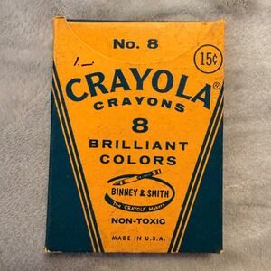 Vintage Crayola 8 Count Brilliant Colors Crayons 15¢ Box USA